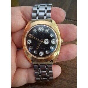 Vintage Timex Men Hand-Winding Mechanical Watch W Calender Not Working